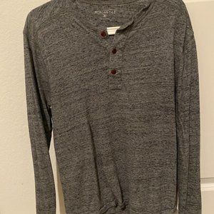J Crew Mercantile Heather Gray Long Sleeve Henley Medium